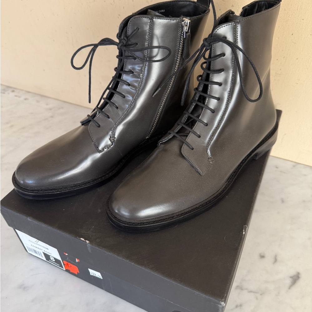 NIB Banana Republic Women's Silver Gray Leather Moto Boots